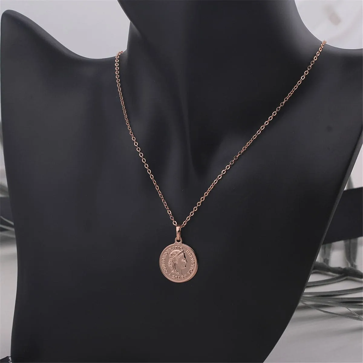 18K Rose Gold-Plated Swiss Franc Pendant Necklace