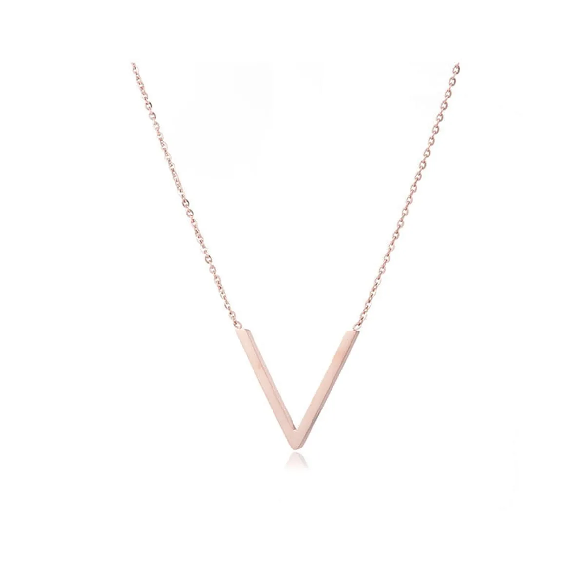 18K Rose Gold-Plated V Pendant Necklace