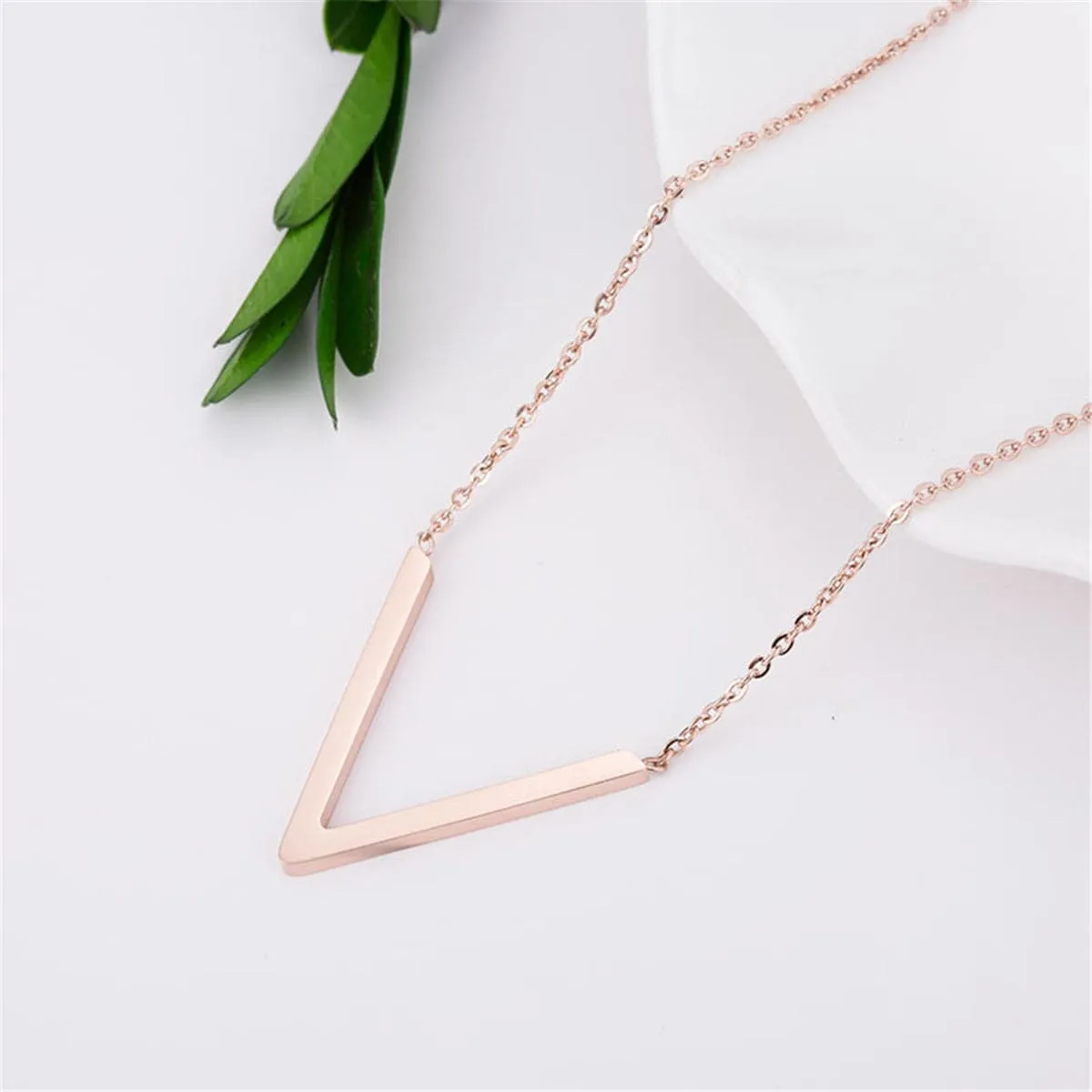 18K Rose Gold-Plated V Pendant Necklace