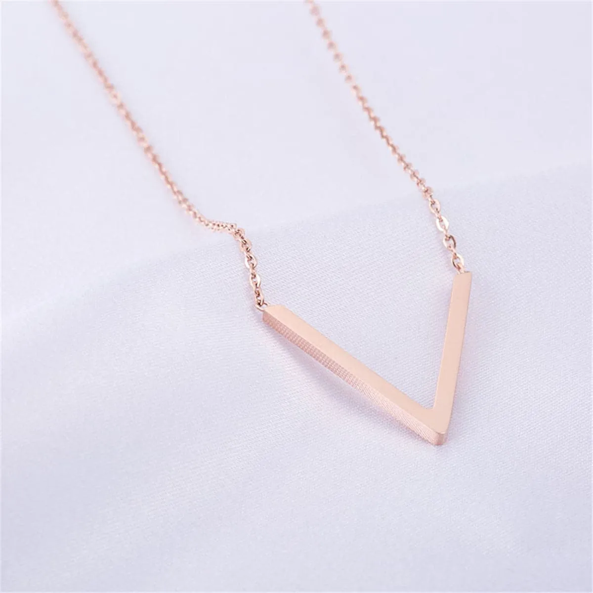 18K Rose Gold-Plated V Pendant Necklace