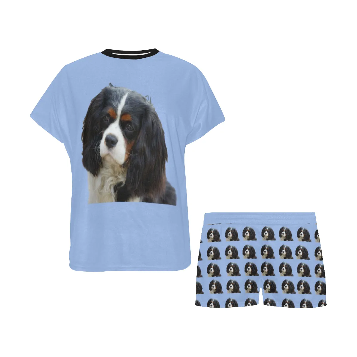 2 Piece Cavalier King Charles Spaniel PJ Set - Tri