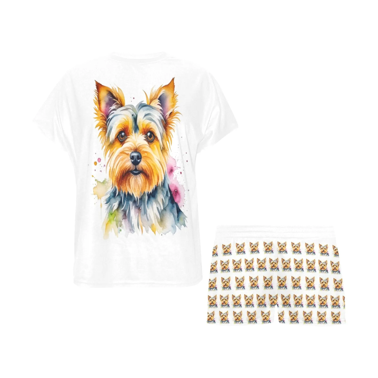 2 Piece Yorkie PJ Set - Watercolor