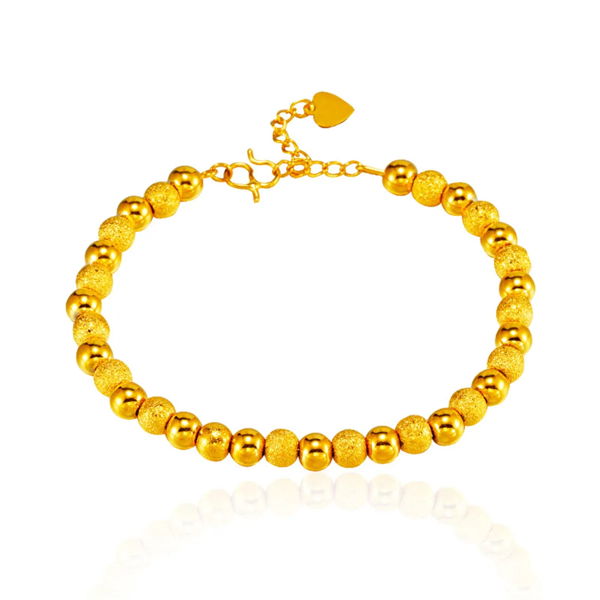 24K Gold-Plated Alternating Frosted Bead Bracelet