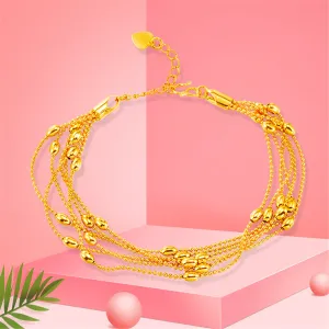24K Gold-Plated Circle Bead Layered Station Bracelet