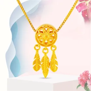 24K Gold-Plated Open Dream Catcher Pendant Necklace