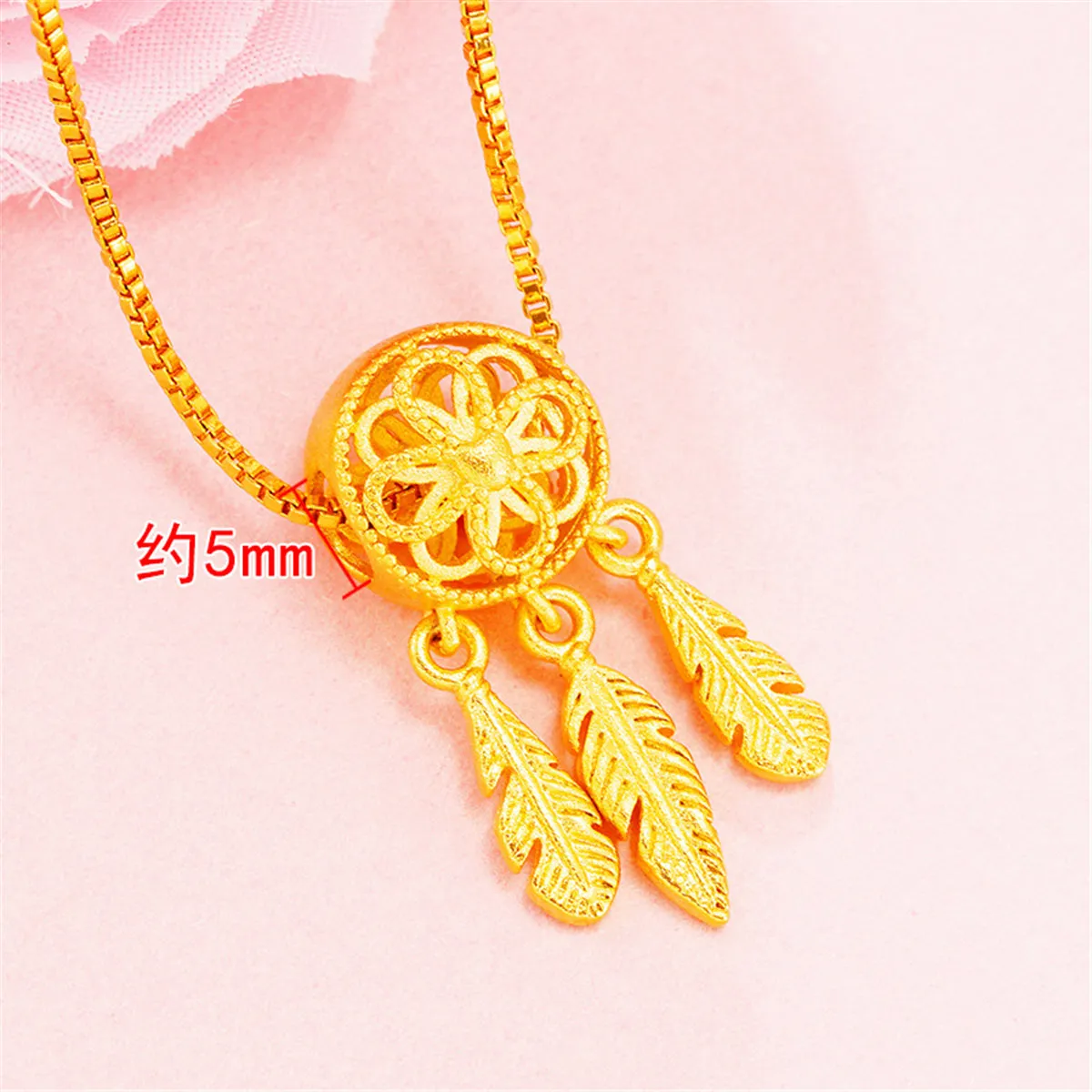 24K Gold-Plated Open Dream Catcher Pendant Necklace