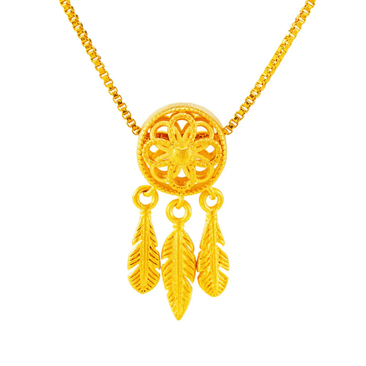 24K Gold-Plated Open Dream Catcher Pendant Necklace