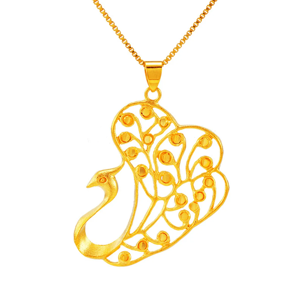 24K Gold-Plated Open Peacock Pendant Necklace
