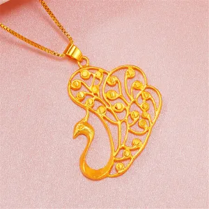 24K Gold-Plated Open Peacock Pendant Necklace