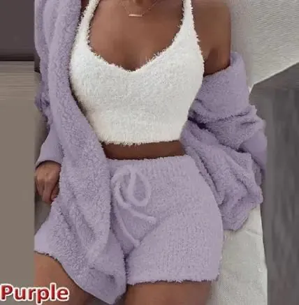 3-Piece Women's Plush Loungewear Set
