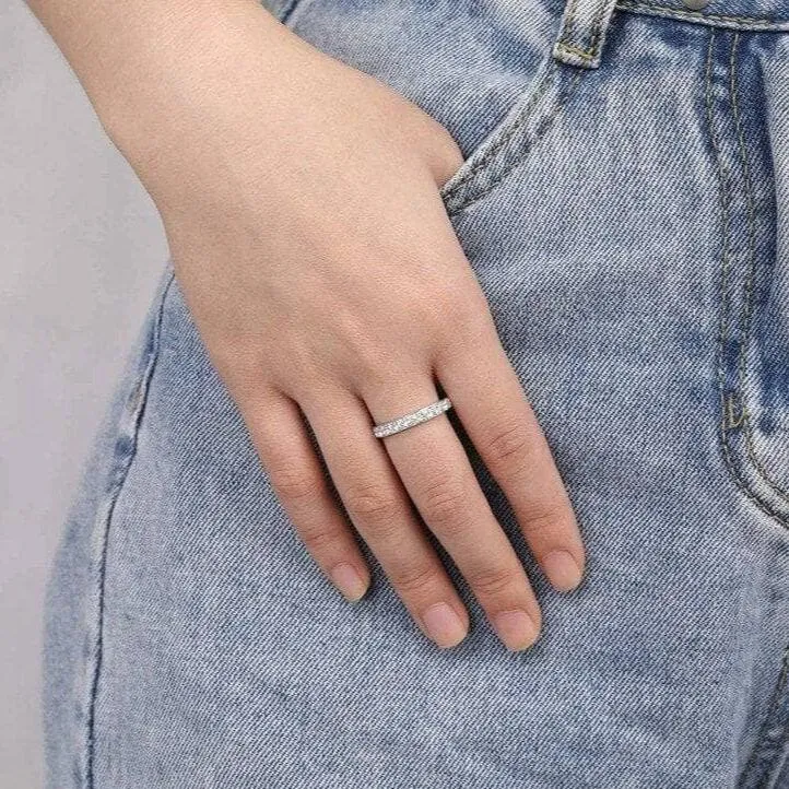3mm Half Eternity Diamond Statement Titanium Wedding Band