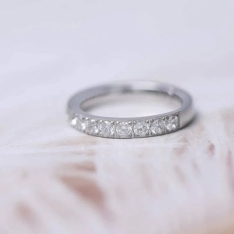 3mm Half Eternity Diamond Statement Titanium Wedding Band
