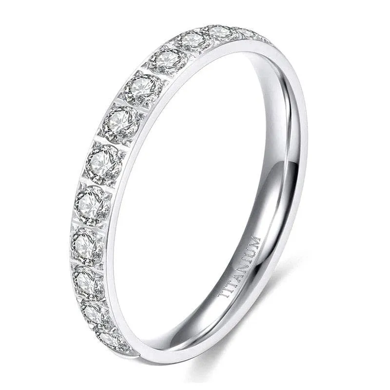 3mm Half Eternity Diamond Statement Titanium Wedding Band