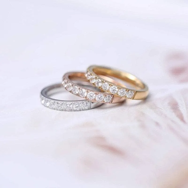 3mm Half Eternity Diamond Statement Titanium Wedding Band