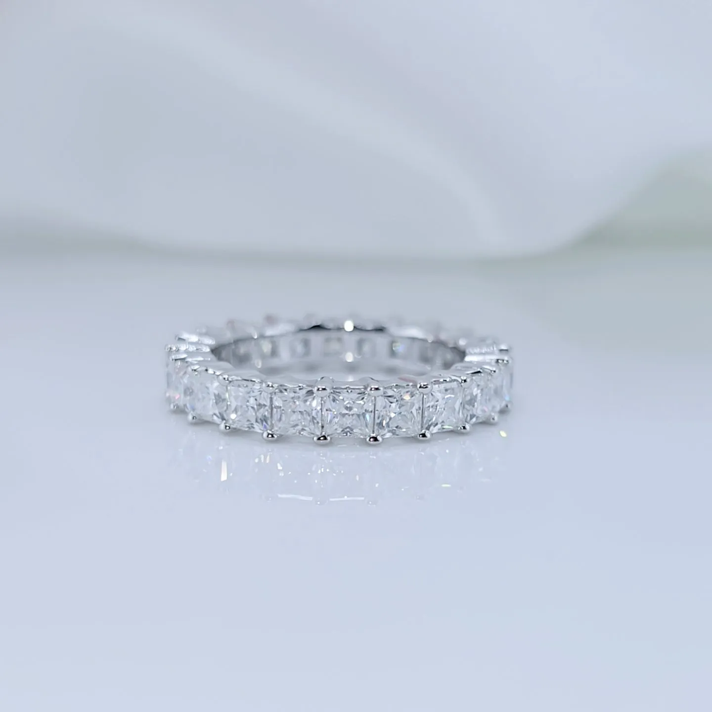 3mm Princess Cut Diamond Eternity Wedding Band