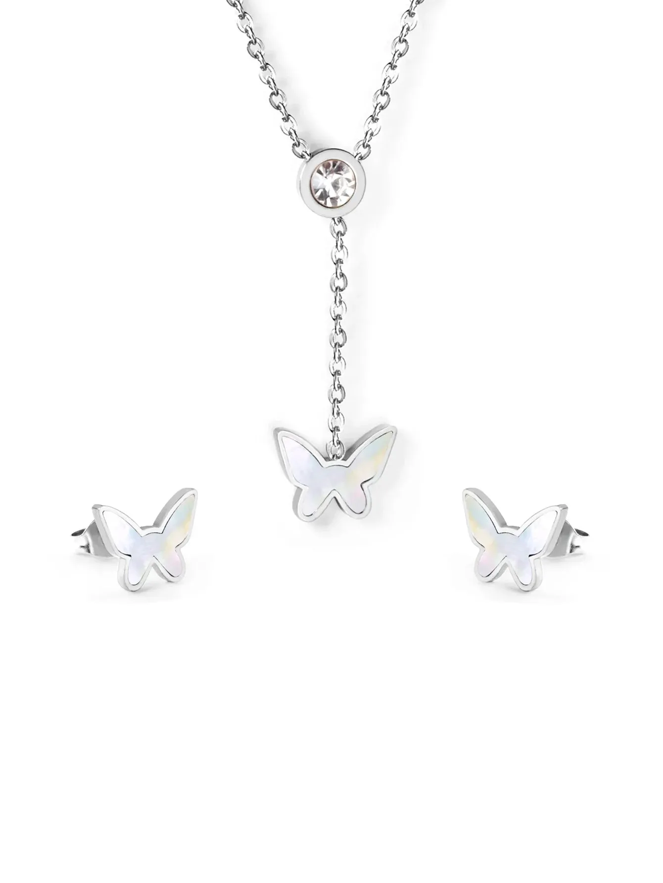 3pcs Butterfly Stainless Steel Pearl Jewelry Set - FD ⚡
