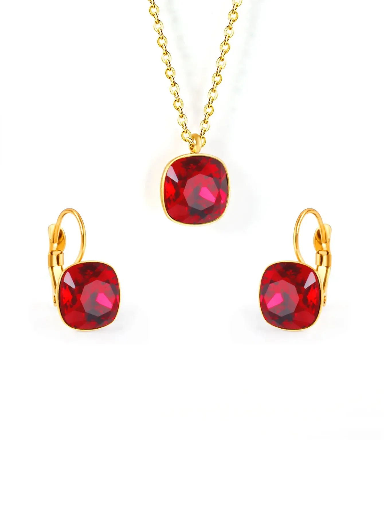 3pcs Stainless Steel Gold Necklace Earrings Jewelry Set - FD ⚡