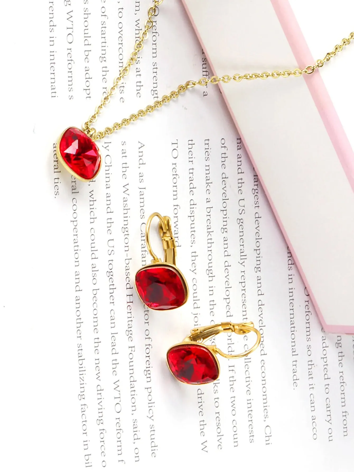 3pcs Stainless Steel Gold Necklace Earrings Jewelry Set - FD ⚡