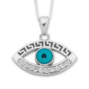 45cm Sterling Silver Evil Eye Necklace