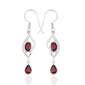 925 Starling Silver Garnet Earrings