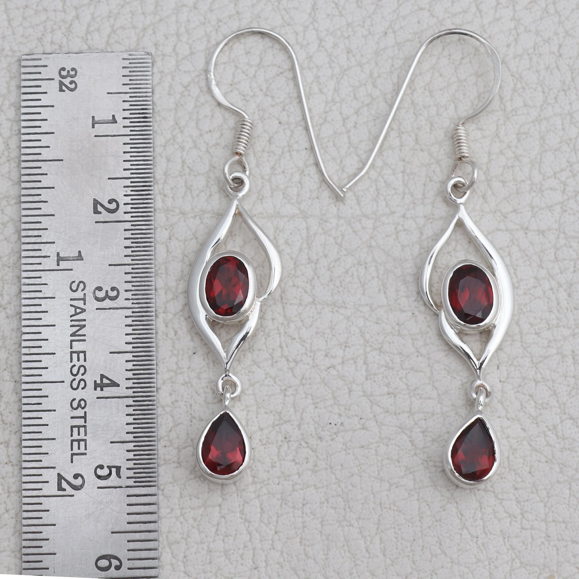 925 Starling Silver Garnet Earrings