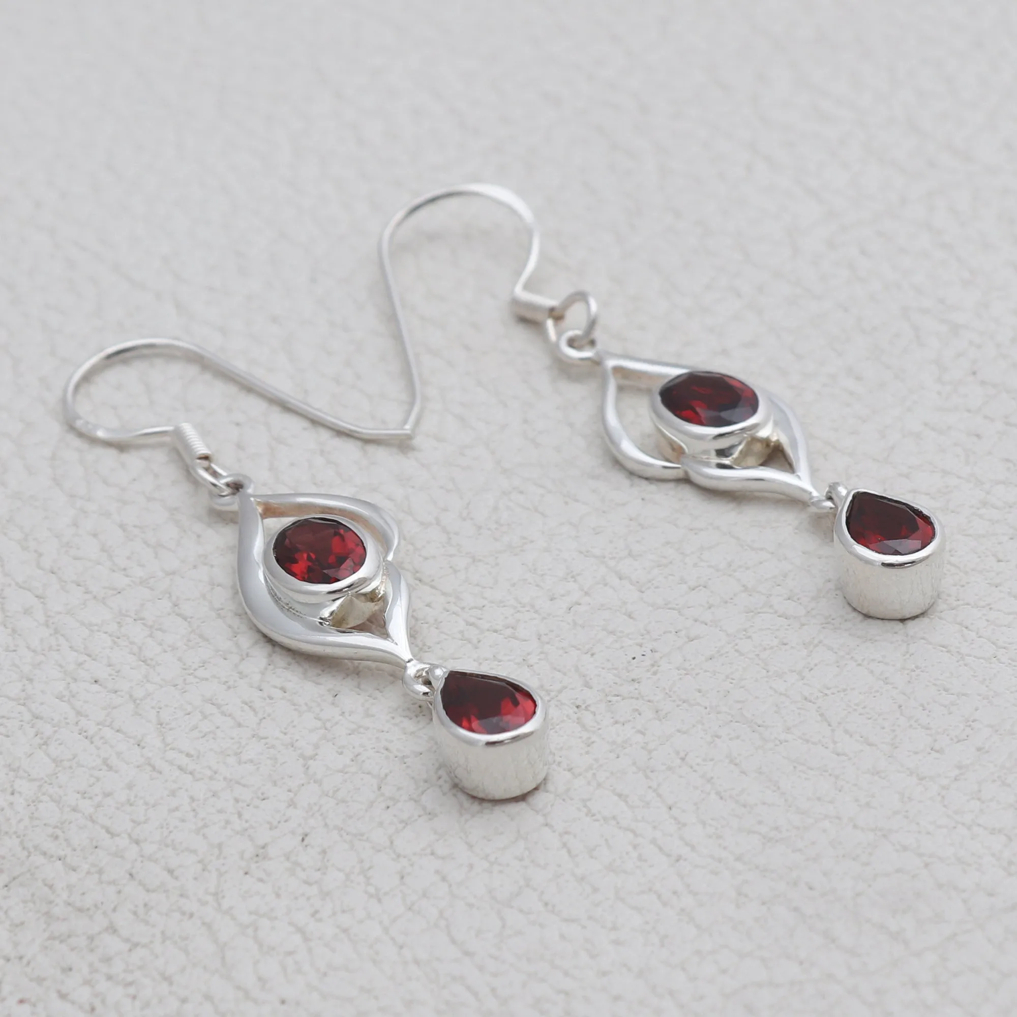 925 Starling Silver Garnet Earrings
