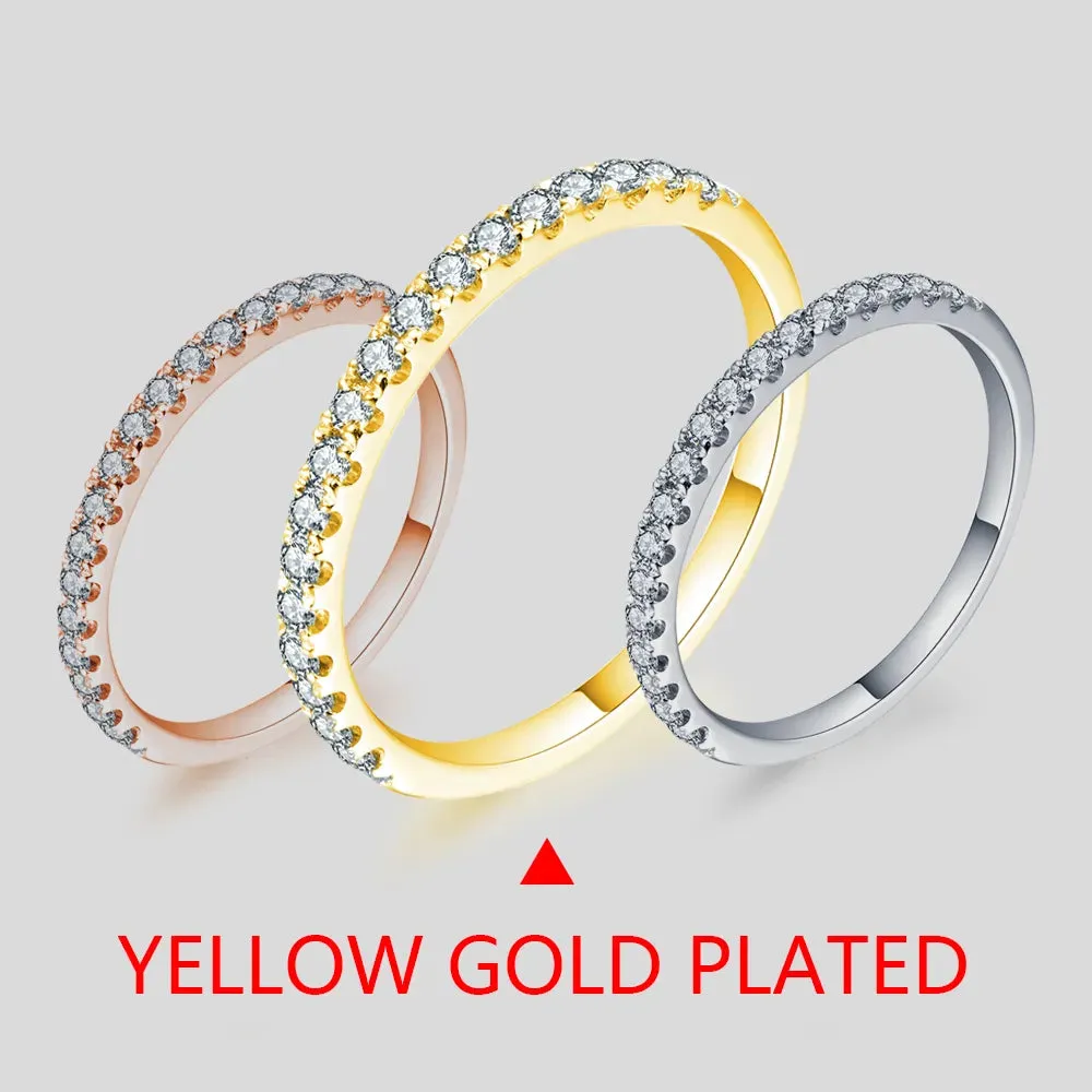 925 Sterling Silver / Gold Plated Ring Round Excellent Cut Moissanite Ring for Girls Women Jewelry