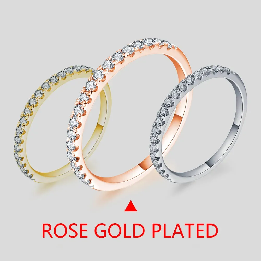 925 Sterling Silver / Gold Plated Ring Round Excellent Cut Moissanite Ring for Girls Women Jewelry