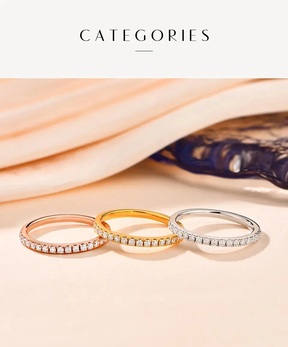 925 Sterling Silver / Gold Plated Ring Round Excellent Cut Moissanite Ring for Girls Women Jewelry
