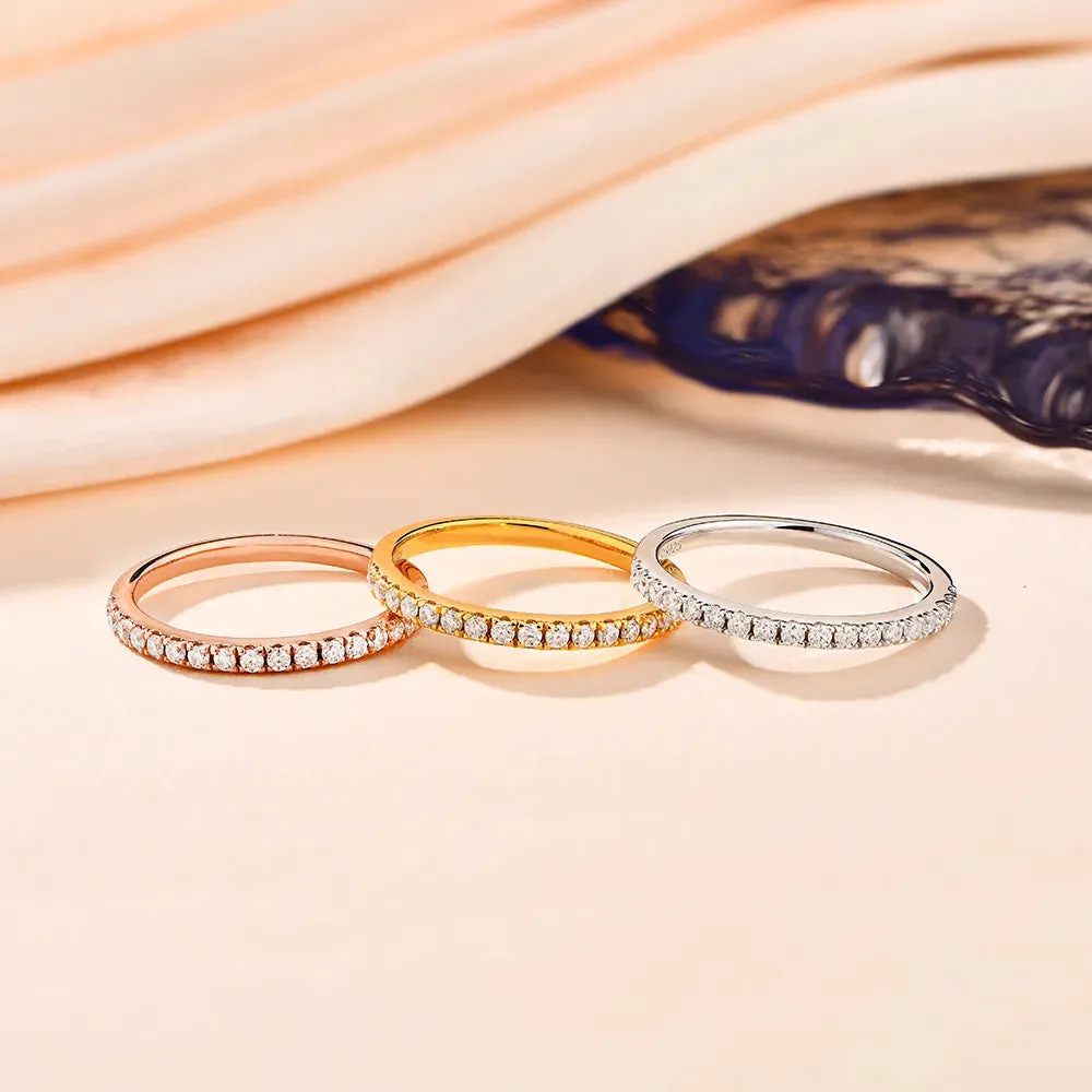 925 Sterling Silver / Gold Plated Ring Round Excellent Cut Moissanite Ring for Girls Women Jewelry