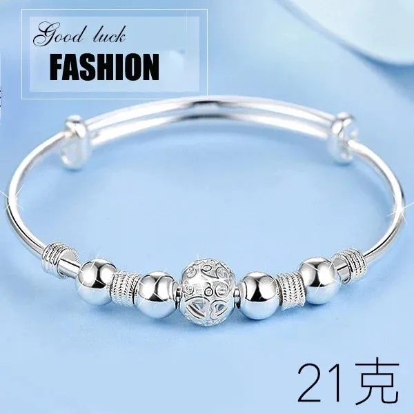 925 Sterling Silver Lucky Charm Bracelet Cuff Bracelets For Women Bangles Fashion Jewelry