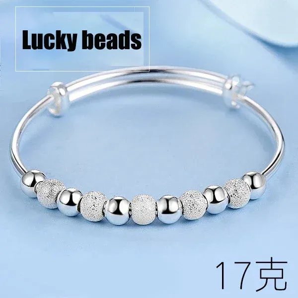 925 Sterling Silver Lucky Charm Bracelet Cuff Bracelets For Women Bangles Fashion Jewelry