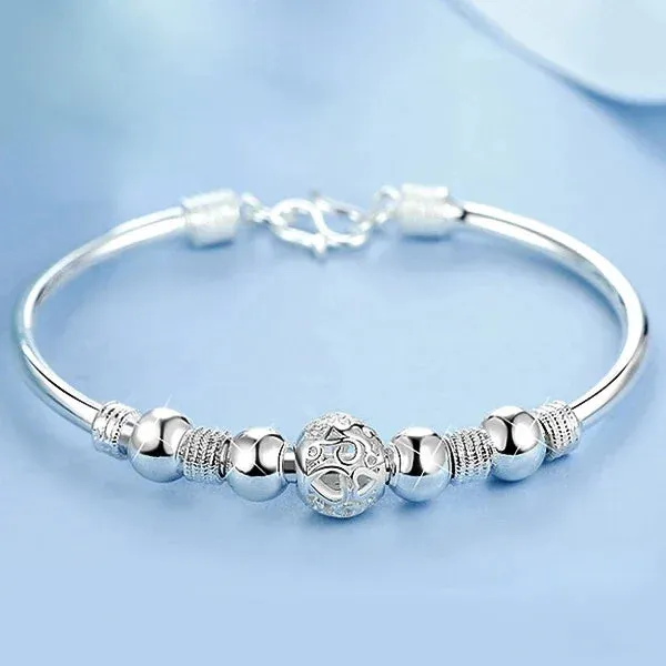 925 Sterling Silver Lucky Charm Bracelet Cuff Bracelets For Women Bangles Fashion Jewelry