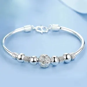 925 Sterling Silver Lucky Charm Bracelet Cuff Bracelets For Women Bangles Fashion Jewelry