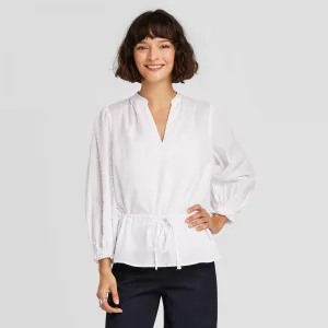 A New Day Women's Long Sleeve Tie Waist Blouse 566514