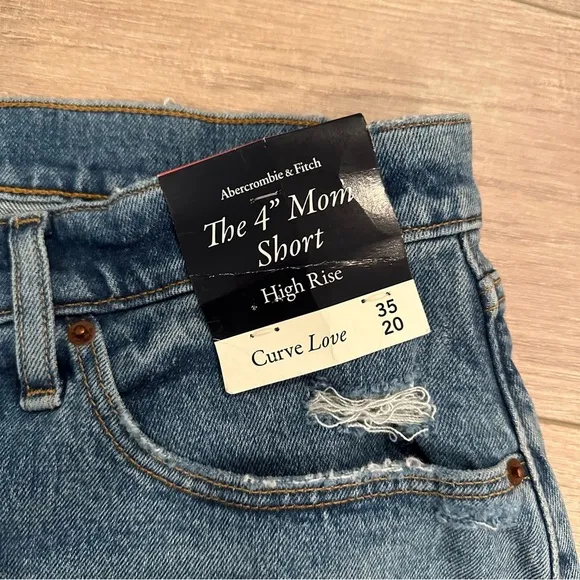 ABERCROMBIE AND FITCH WOMENS 4” DENIM MOM SHORTS NWT CURVE LOVE 35/20