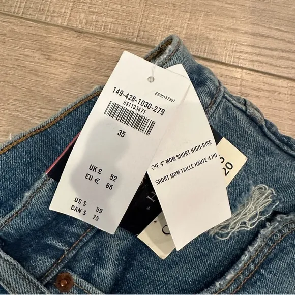 ABERCROMBIE AND FITCH WOMENS 4” DENIM MOM SHORTS NWT CURVE LOVE 35/20