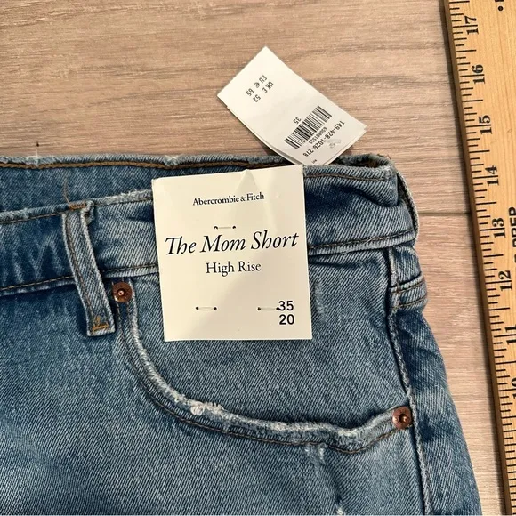 ABERCROMBIE AND FITCH WOMENS 4” DENIM MOM SHORTS NWT CURVE LOVE 35/20