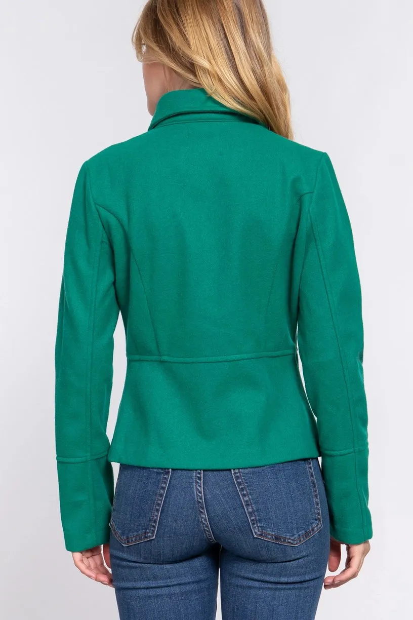 Active Basic Long Sleeve Double Breasted Coat
