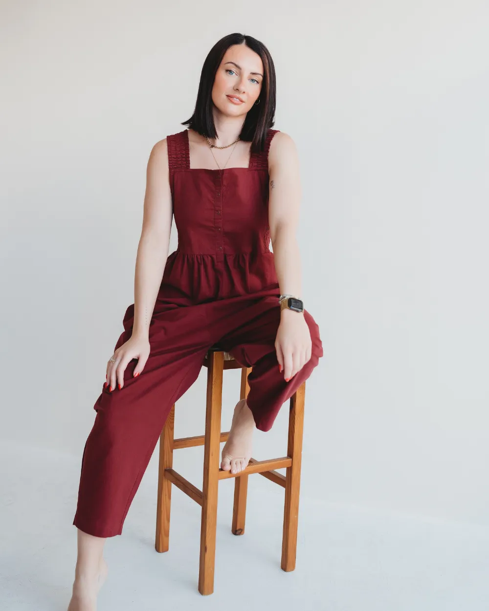 Alice Burgundy Dungarees