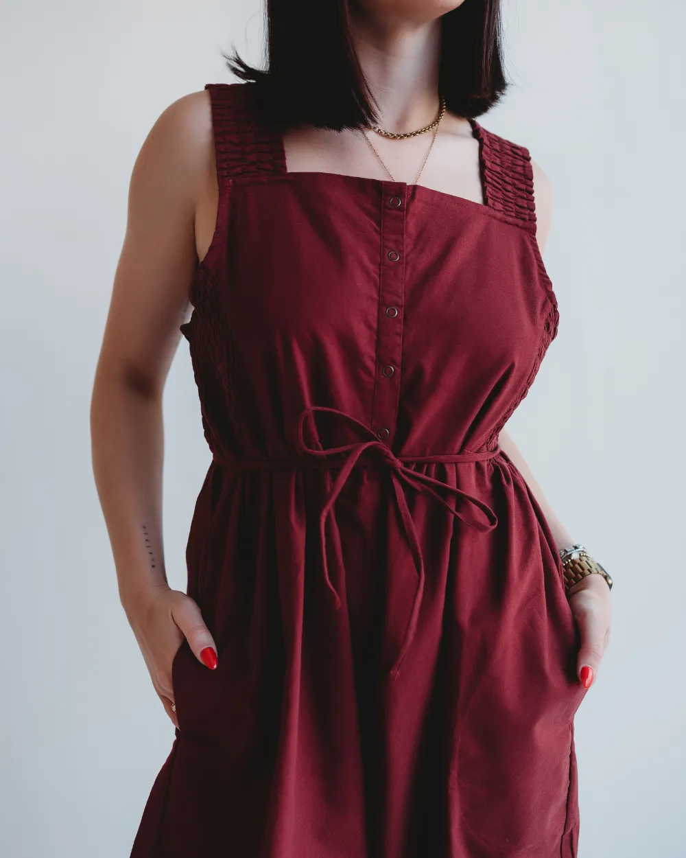 Alice Burgundy Dungarees