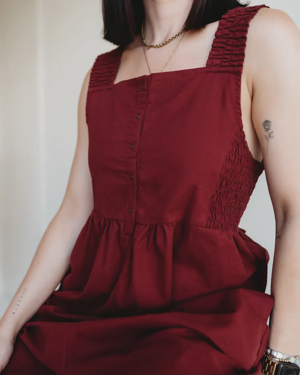 Alice Burgundy Dungarees