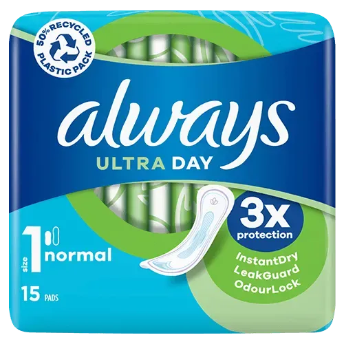 Always Ultra Day Normal Size 1 Sanitary Pads – Pack of 15 Pads