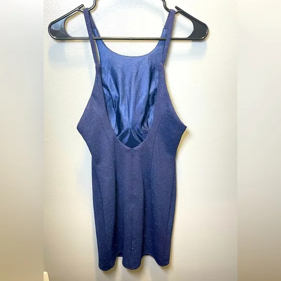 Alyce Paris Women's Navy Sparkly Bodycon Mini Open Back Dress Size‎ 0