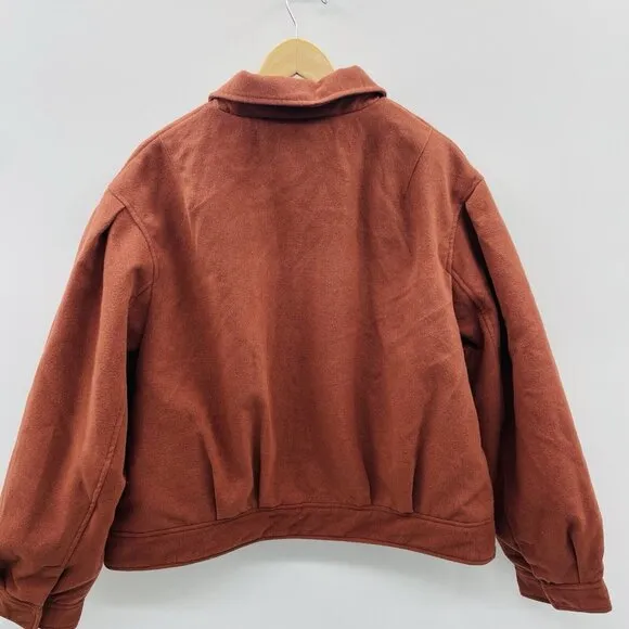 And Now This Womens Plus Size 1X Dropped-Shoulder Bomber Jacket Sonoma Brick 308