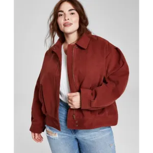 And Now This Womens Plus Size 1X Dropped-Shoulder Bomber Jacket Sonoma Brick 308