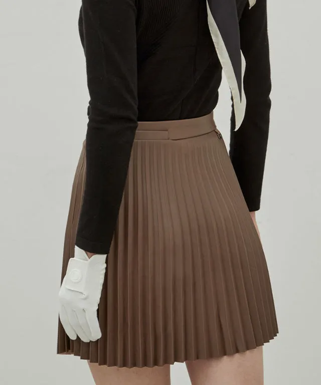 Anell Golf Bold Pleated Skirt - Brown