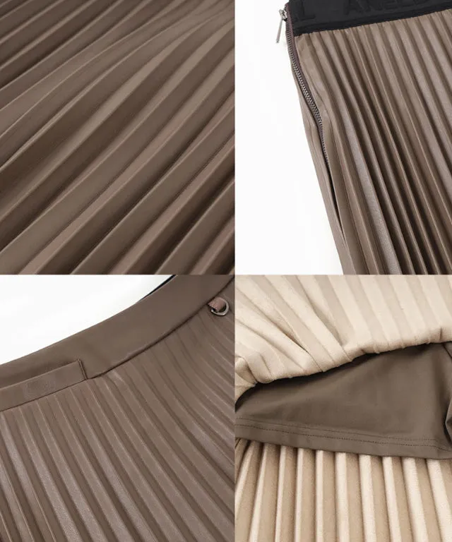 Anell Golf Bold Pleated Skirt - Brown