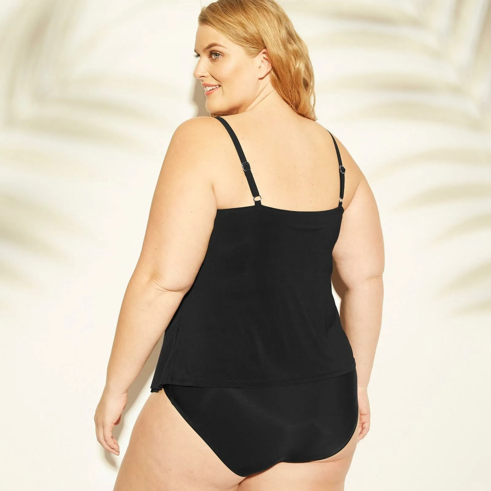 Aqua Green Women's Plus Size Ruffle Tiered Tankini Top