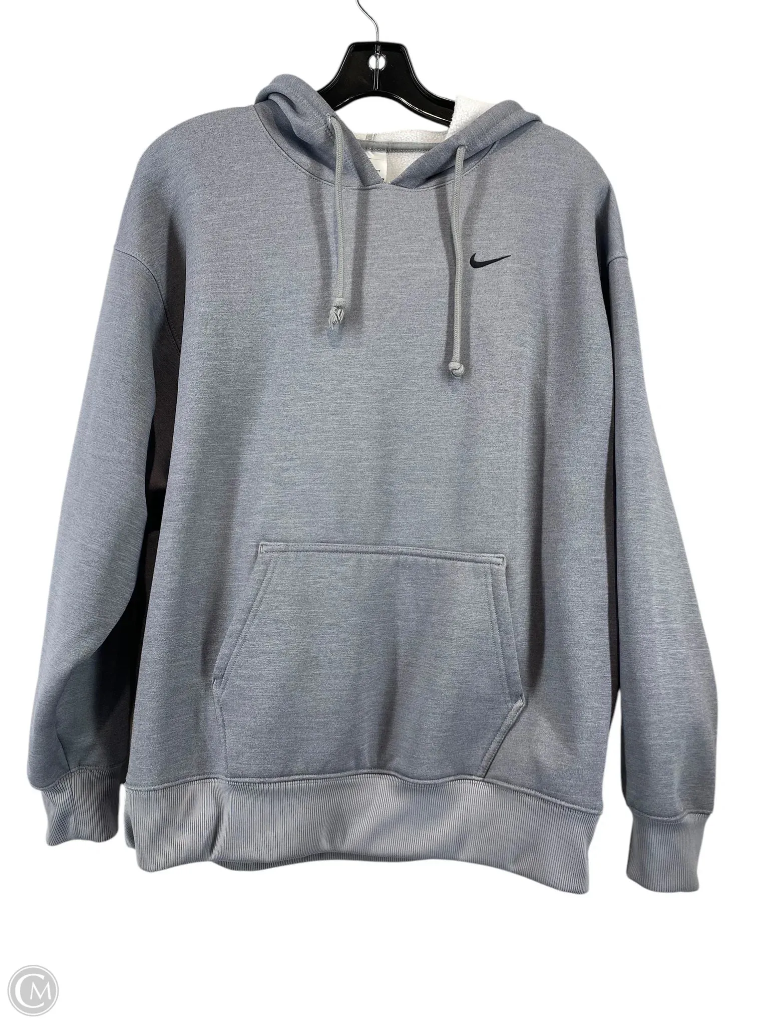 Athletic Sweatshirt Hoodie By Nike Apparel In Grey, Size: M